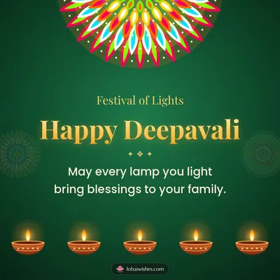 Happy Deepavali – Diya & Rangoli Diwali wish in English