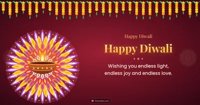 Happy Diwali – Diya & Rangoli Diwali wishes image in English (landscape)