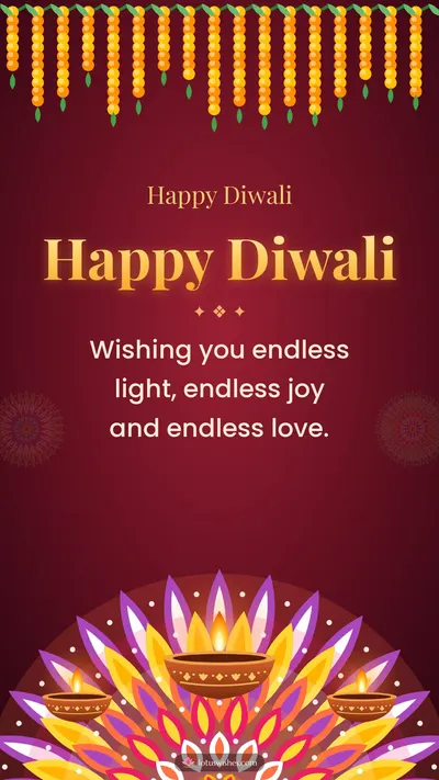 Happy Diwali – Diya & Rangoli Diwali wishes image in English (story)
