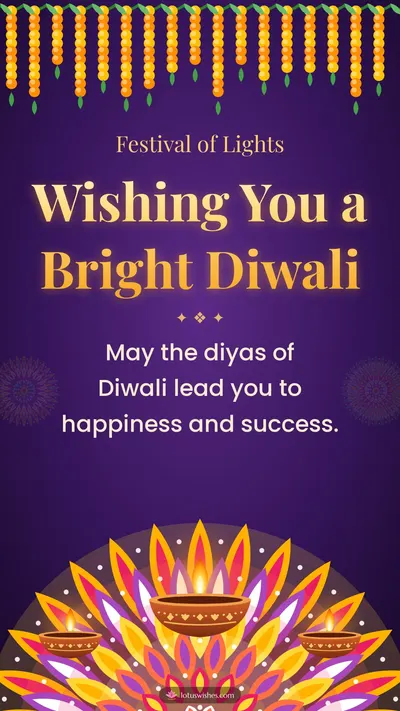 Wishing You a Bright Diwali – Diya & Rangoli Diwali wishes image in English (story)