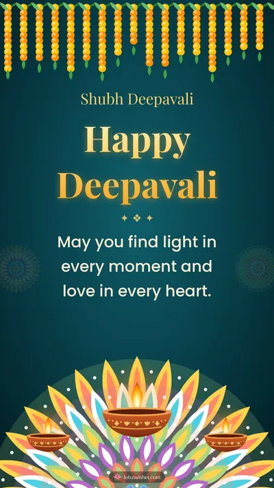Happy Deepavali – Diya & Rangoli Diwali wishes image in English (story)