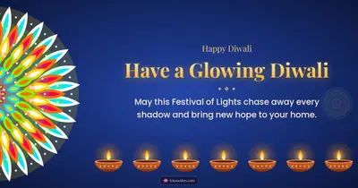 Have a Glowing Diwali – Diya & Rangoli Diwali wishes image in English (landscape)