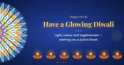 Have a Glowing Diwali – Diya & Rangoli Diwali wishes image in English (landscape)