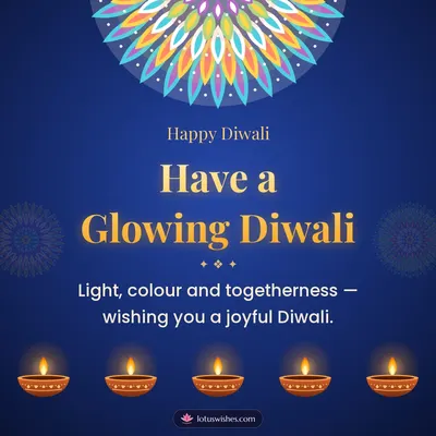 Have a Glowing Diwali – Diya & Rangoli Diwali wish in English