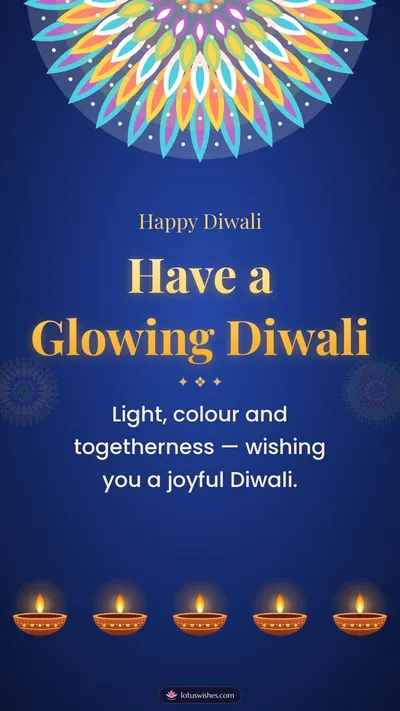Have a Glowing Diwali – Diya & Rangoli Diwali wishes image in English (story)