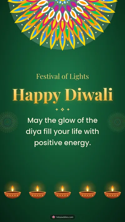 Happy Diwali – Diya & Rangoli Diwali wishes image in English (story)