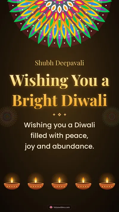 Wishing You a Bright Diwali – Diya & Rangoli Diwali wishes image in English (story)