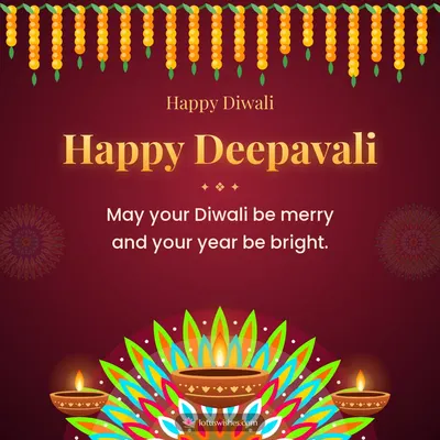 Happy Deepavali – Diya & Rangoli Diwali wishes image in English (square)