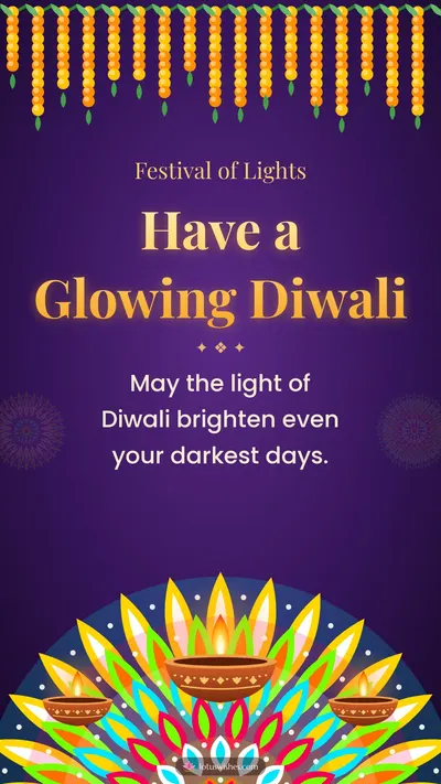 Have a Glowing Diwali – Diya & Rangoli Diwali wishes image in English (story)