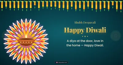 Happy Diwali – Diya & Rangoli Diwali wishes image in English (landscape)