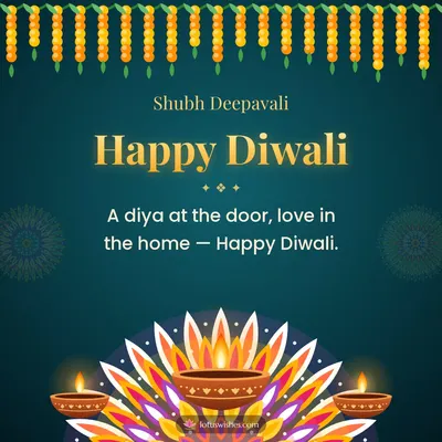 Happy Diwali – Diya & Rangoli Diwali wish in English