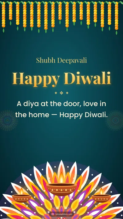Happy Diwali – Diya & Rangoli Diwali wishes image in English (story)
