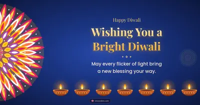 Wishing You a Bright Diwali – Diya & Rangoli Diwali wishes image in English (landscape)