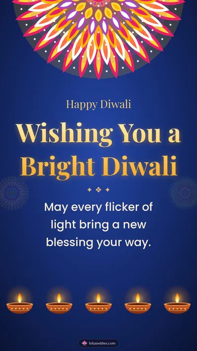 Wishing You a Bright Diwali – Diya & Rangoli Diwali wishes image in English (story)