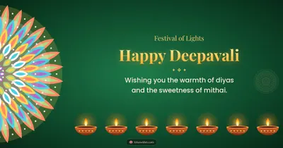 Happy Deepavali – Diya & Rangoli Diwali wishes image in English (landscape)