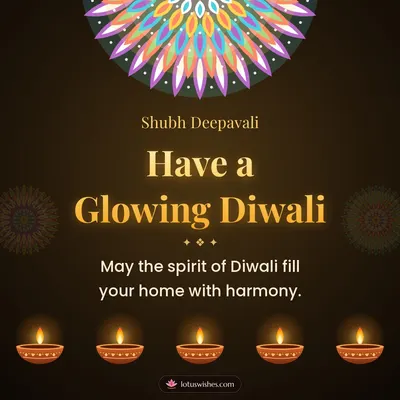 Have a Glowing Diwali – Diya & Rangoli Diwali wish in English