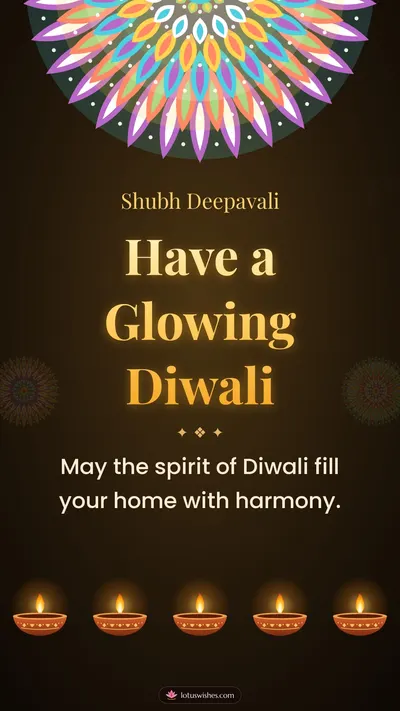 Have a Glowing Diwali – Diya & Rangoli Diwali wishes image in English (story)