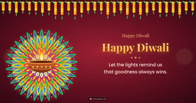 Happy Diwali – Diya & Rangoli Diwali wishes image in English (landscape)