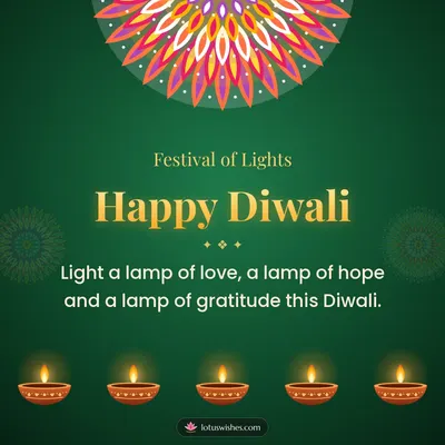 Happy Diwali – Diya & Rangoli Diwali wish in English