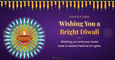 Wishing You a Bright Diwali – Diya & Rangoli Diwali wishes image in English (landscape)