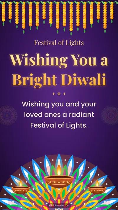 Wishing You a Bright Diwali – Diya & Rangoli Diwali wishes image in English (story)