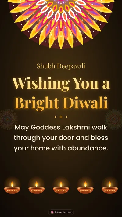 Wishing You a Bright Diwali – Diya & Rangoli Diwali wishes image in English (story)