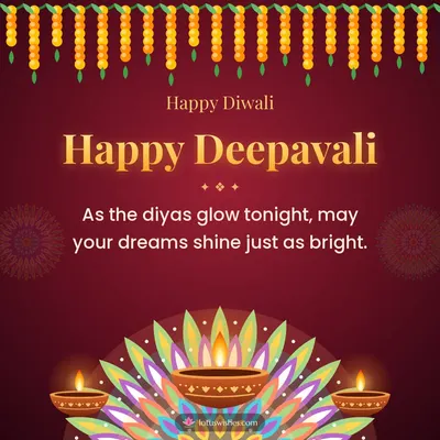 Happy Deepavali – Diya & Rangoli Diwali wishes image in English (square)
