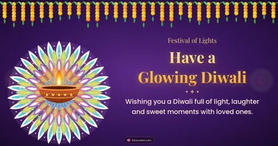 Have a Glowing Diwali – Diya & Rangoli Diwali wishes image in English (landscape)