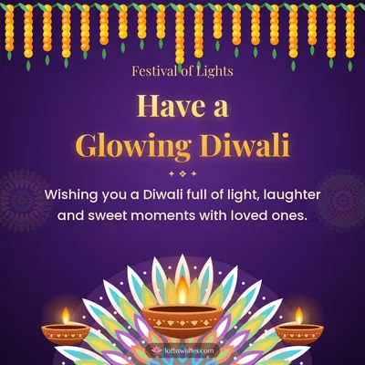 Have a Glowing Diwali – Diya & Rangoli Diwali wish in English