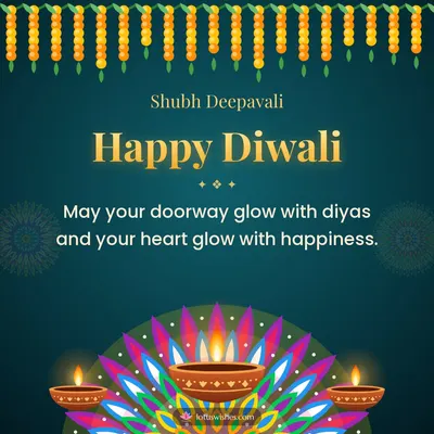 Happy Diwali – Diya & Rangoli Diwali wish in English