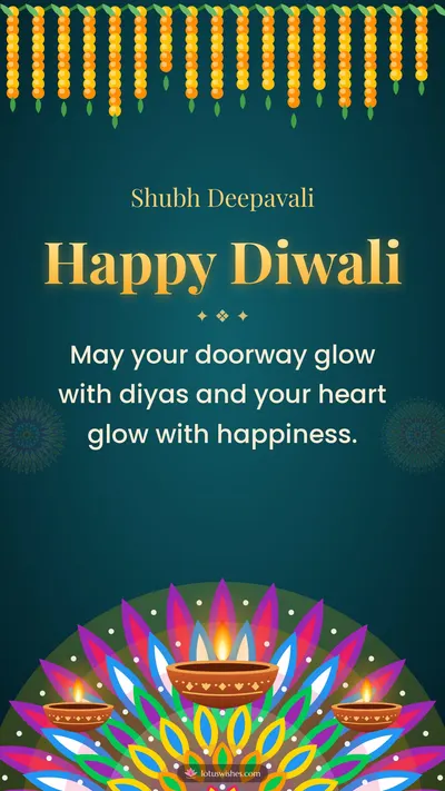 Happy Diwali – Diya & Rangoli Diwali wishes image in English (story)