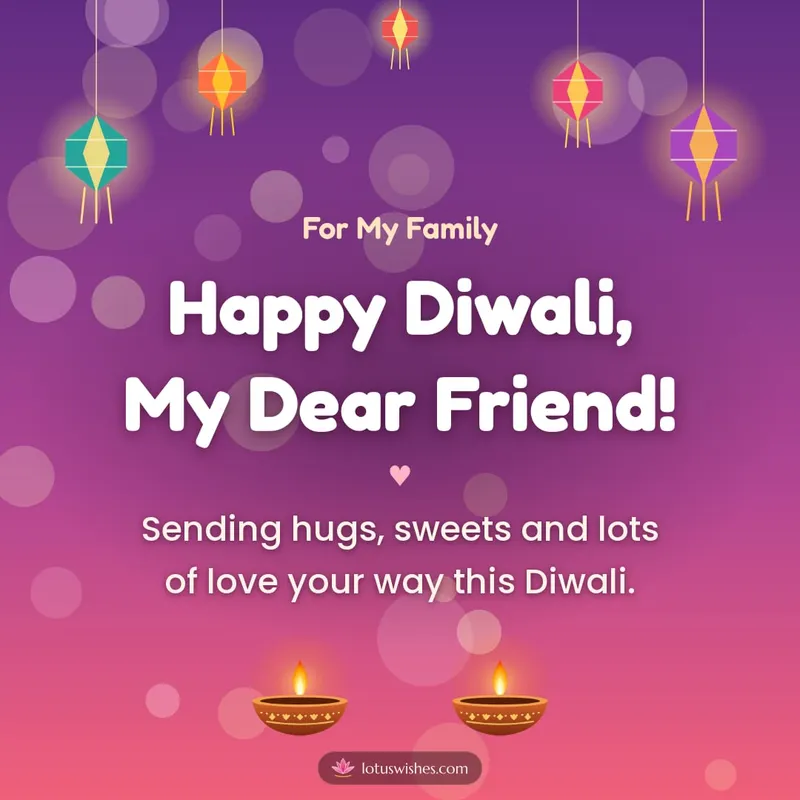 Happy Diwali, My Dear Friend! – Family & Friends Diwali wishes image in English (square)