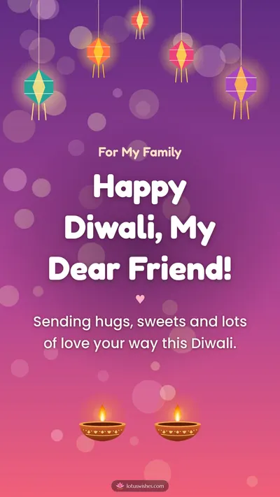 Happy Diwali, My Dear Friend! – Family & Friends Diwali wishes image in English (story)