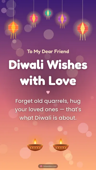 Diwali Wishes with Love – Family & Friends Diwali wishes image in English (story)
