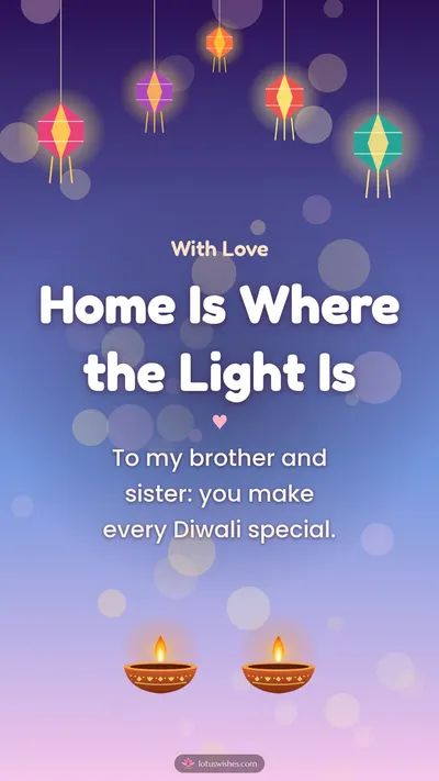 Home Is Where the Light Is – Family & Friends Diwali wishes image in English (story)