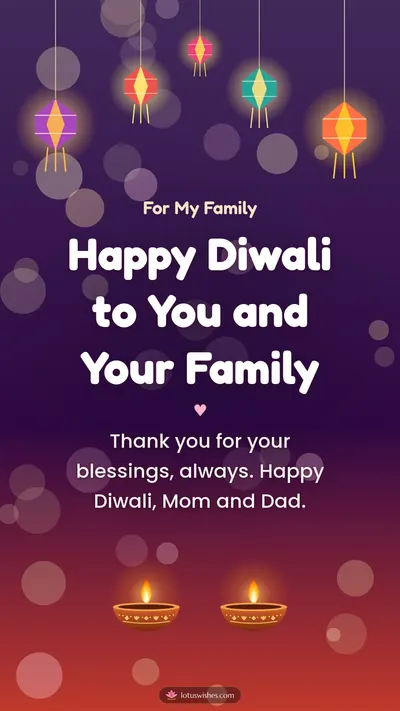 Happy Diwali to You and Your Family – Family & Friends Diwali wishes image in English (story)
