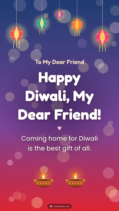 Happy Diwali, My Dear Friend! – Family & Friends Diwali wishes image in English (story)