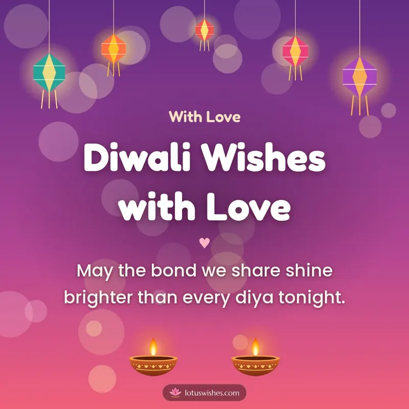 Diwali Wishes with Love – Family & Friends Diwali wishes image in English (square)