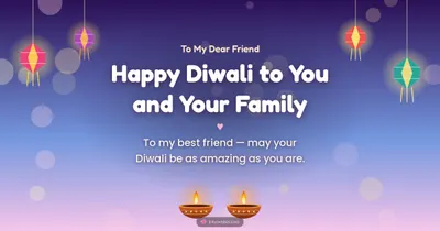 Happy Diwali to You and Your Family – Family & Friends Diwali wishes image in English (landscape)