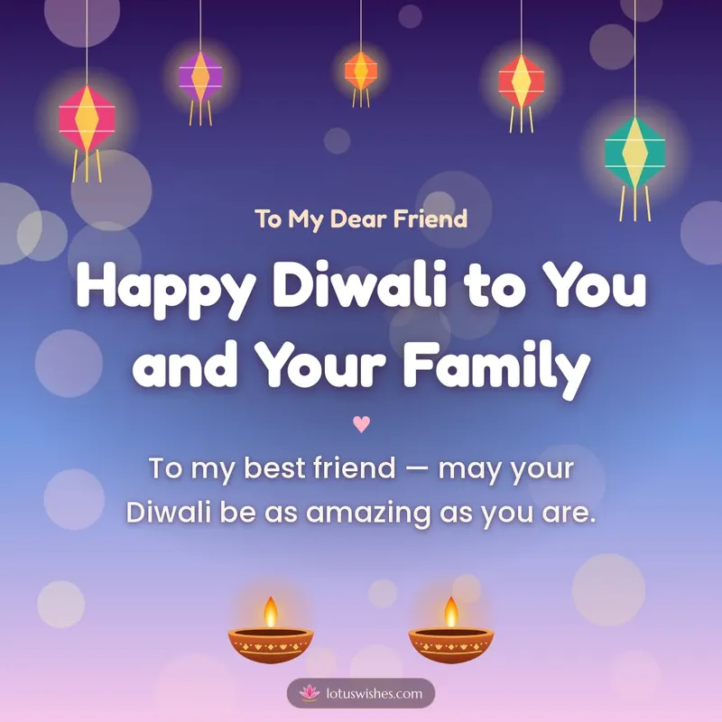 Happy Diwali to You and Your Family – Family & Friends Diwali wishes image in English (square)