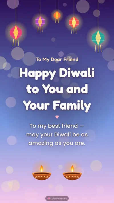Happy Diwali to You and Your Family – Family & Friends Diwali wishes image in English (story)