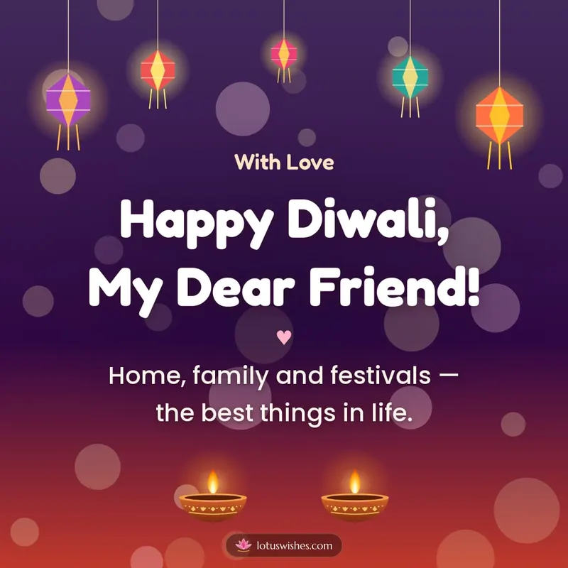 Happy Diwali, My Dear Friend! – Family & Friends Diwali wishes image in English (square)