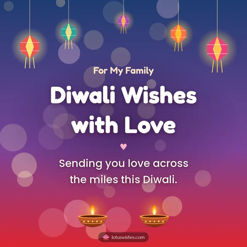 Diwali Wishes with Love – Family & Friends Diwali wishes image in English (square)