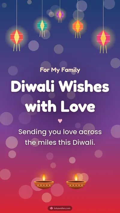 Diwali Wishes with Love – Family & Friends Diwali wishes image in English (story)
