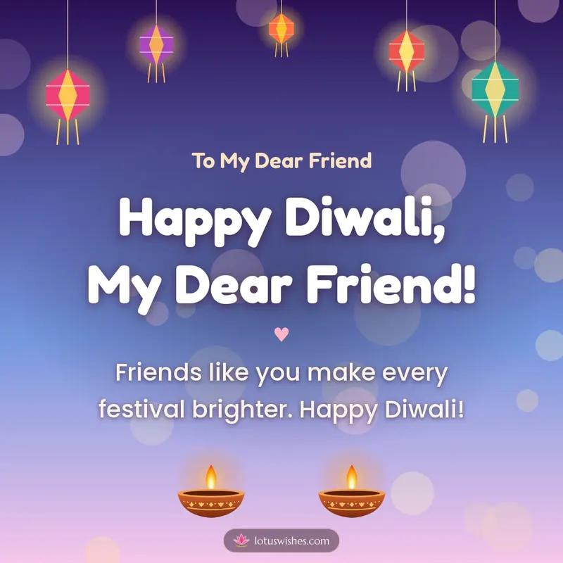 Happy Diwali, My Dear Friend! – Family & Friends Diwali wishes image in English (square)