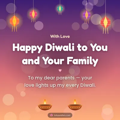 Happy Diwali to You and Your Family – Family & Friends Diwali wishes image in English (square)