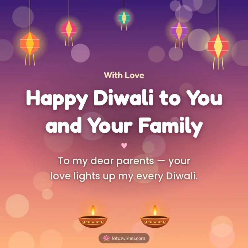 Happy Diwali to You and Your Family – Family & Friends Diwali wishes image in English (square)
