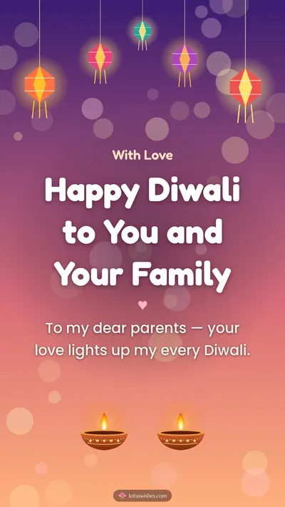 Happy Diwali to You and Your Family – Family & Friends Diwali wishes image in English (story)