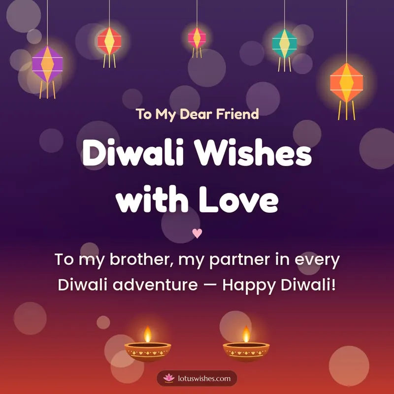 Diwali Wishes with Love – Family & Friends Diwali wishes image in English (square)