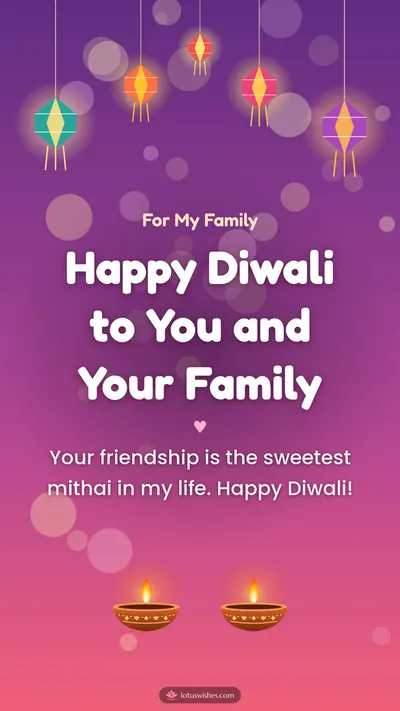 Happy Diwali to You and Your Family – Family & Friends Diwali wishes image in English (story)